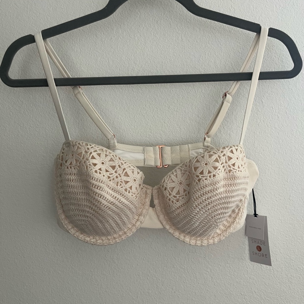 Shade & Shore Beige Crochet Bra